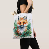 Fox en Holly met rode bessen Tote Bag (Dichtbij)