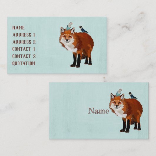 FOX- EN INDIGO BIRDS-Visitekaartje Visitekaartje (Voorkant / Achterkant)