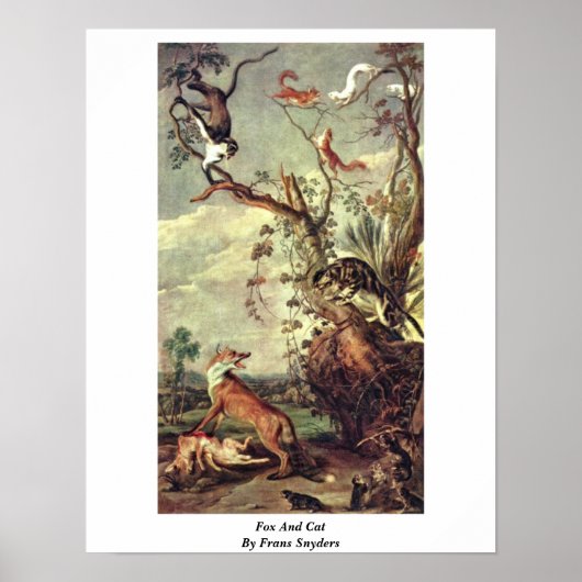 Fox en kat van Frans Snyders Poster (Voorkant)