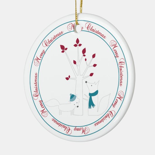 Fox- en kerstboom van ons Huis tot u Keramisch Ornament (Links)
