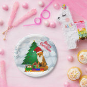 Fox- en kerstboom voor kinderfeestdag papieren bordje (Feest)