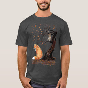 Fox en kippen op het Dierenvriend van de boom Stem T-shirt