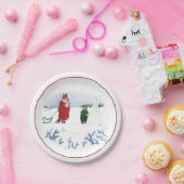 Fox- en konijnenfotografie feestdag sneeuwkerst papieren bordje (Feest)