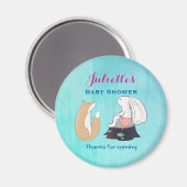 Fox en konijnenvlees Baby shower Dank je wel Magneet (Voorkant / Achterkant)