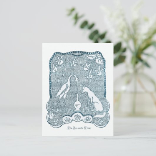 Fox- en kraanblauw briefkaart (Staand voorkant)