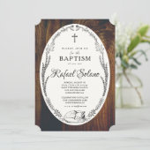 Fox en Laurel Baptism Invitation Kaart (Staand voorkant)