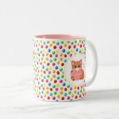 Fox- en meerkleurige feestballonnen op maat tweekleurige koffiemok (Voorkant rechts)