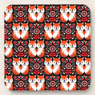 Fox en Natuur Nordic Folk Art Bier Onderzetter