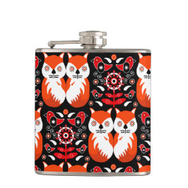 Fox en Natuur Nordic Folk Art Heupfles