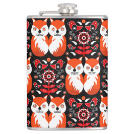 Fox en Natuur Nordic Folk Art Heupfles