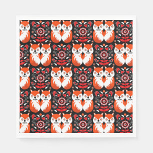 Fox en Natuur Nordic Folk Art Servet