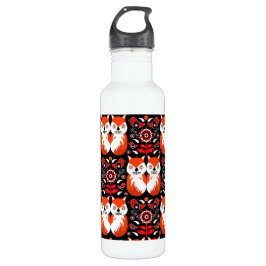 Fox en Natuur Nordic Folk Art Waterfles