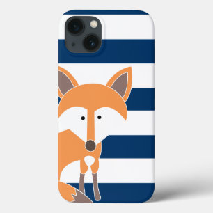 Fox- en Navy Stripes iPad-draagtas iPhone 13 Hoesje