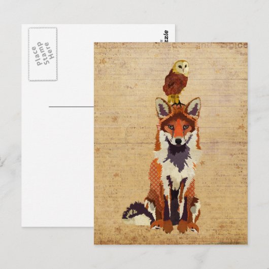 FOX- EN OWL-Briefkaart Briefkaart (Voorkant / Achterkant)