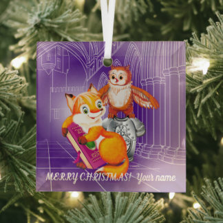 Fox en Owl Glas Ornament