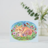 Fox en pansies briefkaart (Staand voorkant)