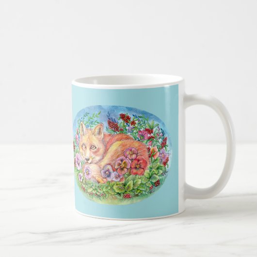 Fox en pansies koffiemok (Rechts)