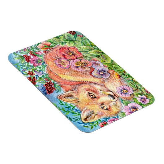 Fox en pansies magneet (Rechterzijde)