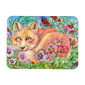 Fox en pansies magneet (Horizontaal)
