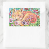 Fox en pansies rechthoekige sticker (Tas)