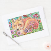 Fox en pansies rechthoekige sticker (Envelop)
