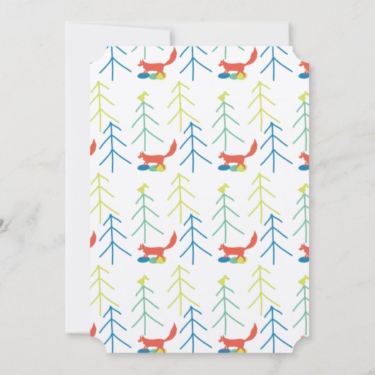 Fox en pine Tree Baby Boy Shower-uitvindingen Kaart (Achterkant)