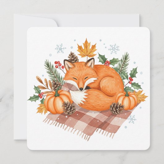Fox en pompoenen thanksgiving kaart (Voorkant)