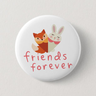 Fox en Rabbit Best Friend Ronde Button 5,7 Cm