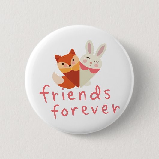 Fox en Rabbit Best Friend Ronde Button 5,7 Cm (Voorkant)