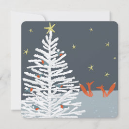 Fox en robin kerstkaart kaart