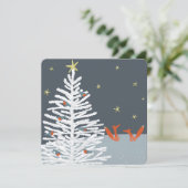Fox en robin kerstkaart kaart (Staand voorkant)