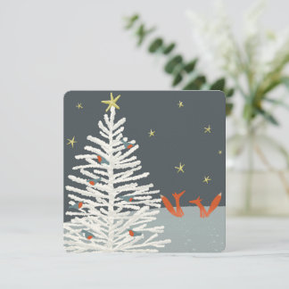 Fox en robin kerstkaart kaart