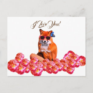 Fox en Rozen Funny Art Custom Briefkaart