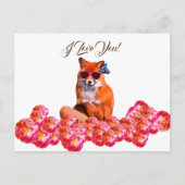 Fox en Rozen Funny Art Custom Briefkaart (Voorkant)
