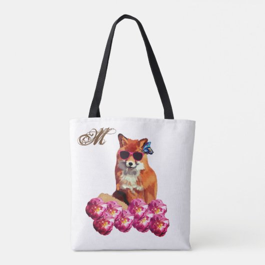 Fox en Rozen Kunst Persoonlijke Canvas tas (Achterkant)