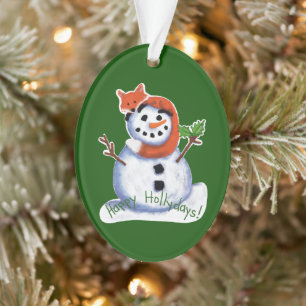 Fox en Snowman Friends Kerstmis Ornament