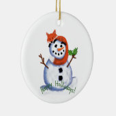 Fox en Snowman Happy Hollydays! Keramisch Ornament (Rechts)