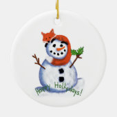 Fox en Snowman Happy Hollydays! Keramisch Ornament (Achterkant)