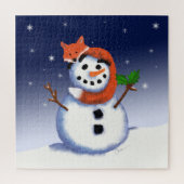Fox en Snowman Kerstmis Legpuzzel (Verticaal)
