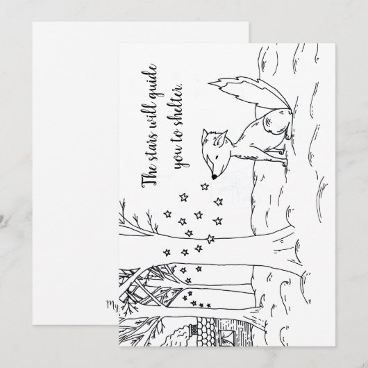 Fox en sterren feestdagenkaart (Voorkant / Achterkant)