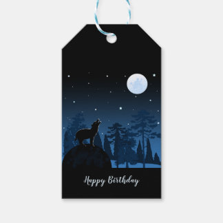 Fox en volle maan 's middags cadeaulabel