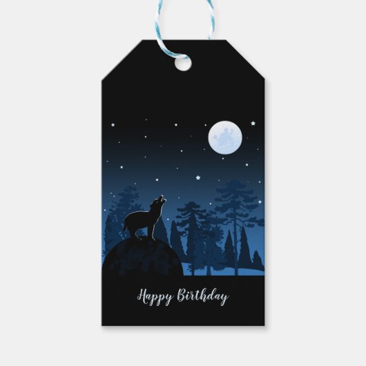 Fox en volle maan 's middags cadeaulabel (Voorkant)