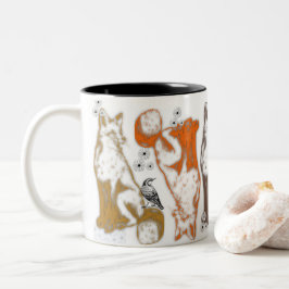 Fox en vrienden koffiemok thema graphics tweekleurige koffiemok