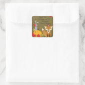 Fox en Woodland Animals Herfst Verjaardag Dank u Vierkante Sticker (Tas)