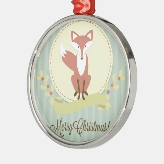 Fox en Wreath Metalen Ornament (Links)