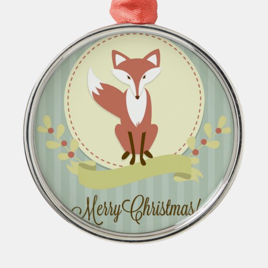 Fox en Wreath Metalen Ornament (Voorkant)