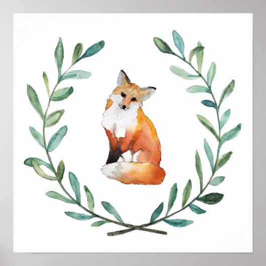 Fox en Wreath Woodland Poster (Voorkant)