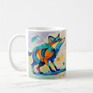 Fox Expressive abstracte dierlijke kunst ontwerp Koffiemok