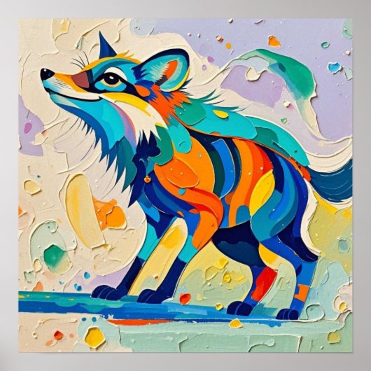 Fox Expressive abstracte dierlijke kunst ontwerp Poster (Voorkant)