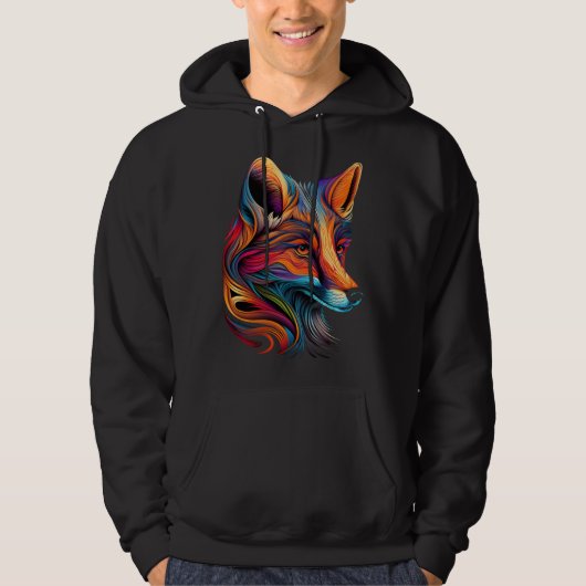 Fox Face Beautiful Colorful Artistic Animal Hoodie (Voorkant)